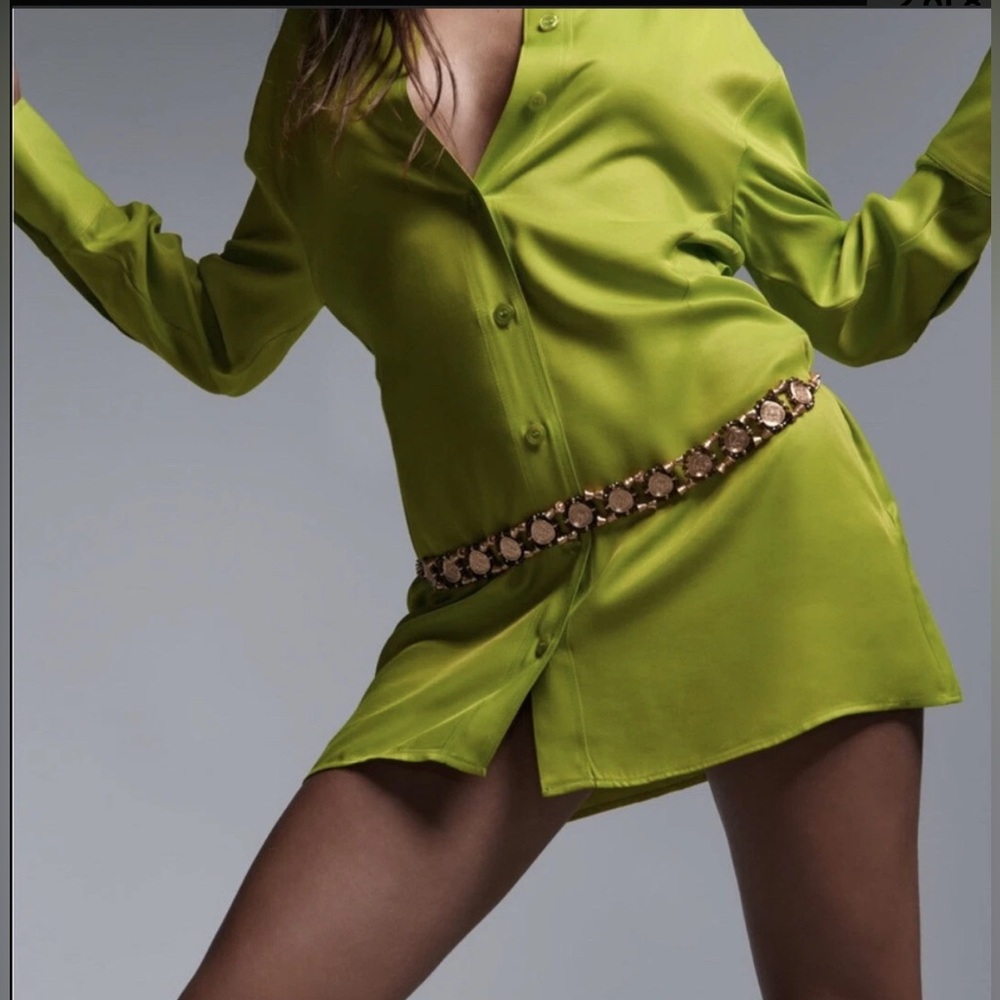 Green Zara shirt dress with open back